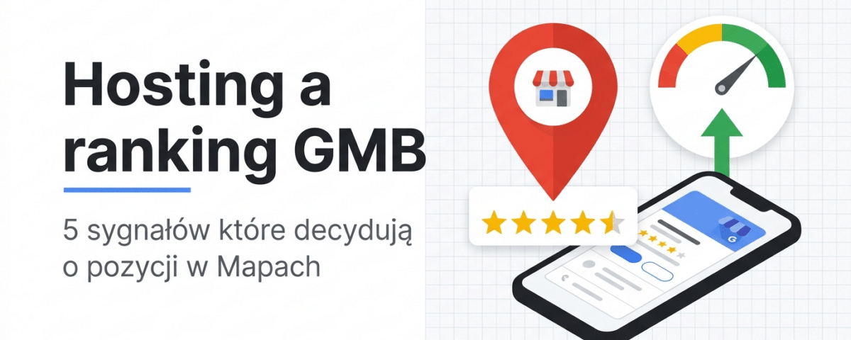 Infografika pokazująca jak hosting strony WWW wpływa na pozycjonowanie wizytówki Google Business Profile