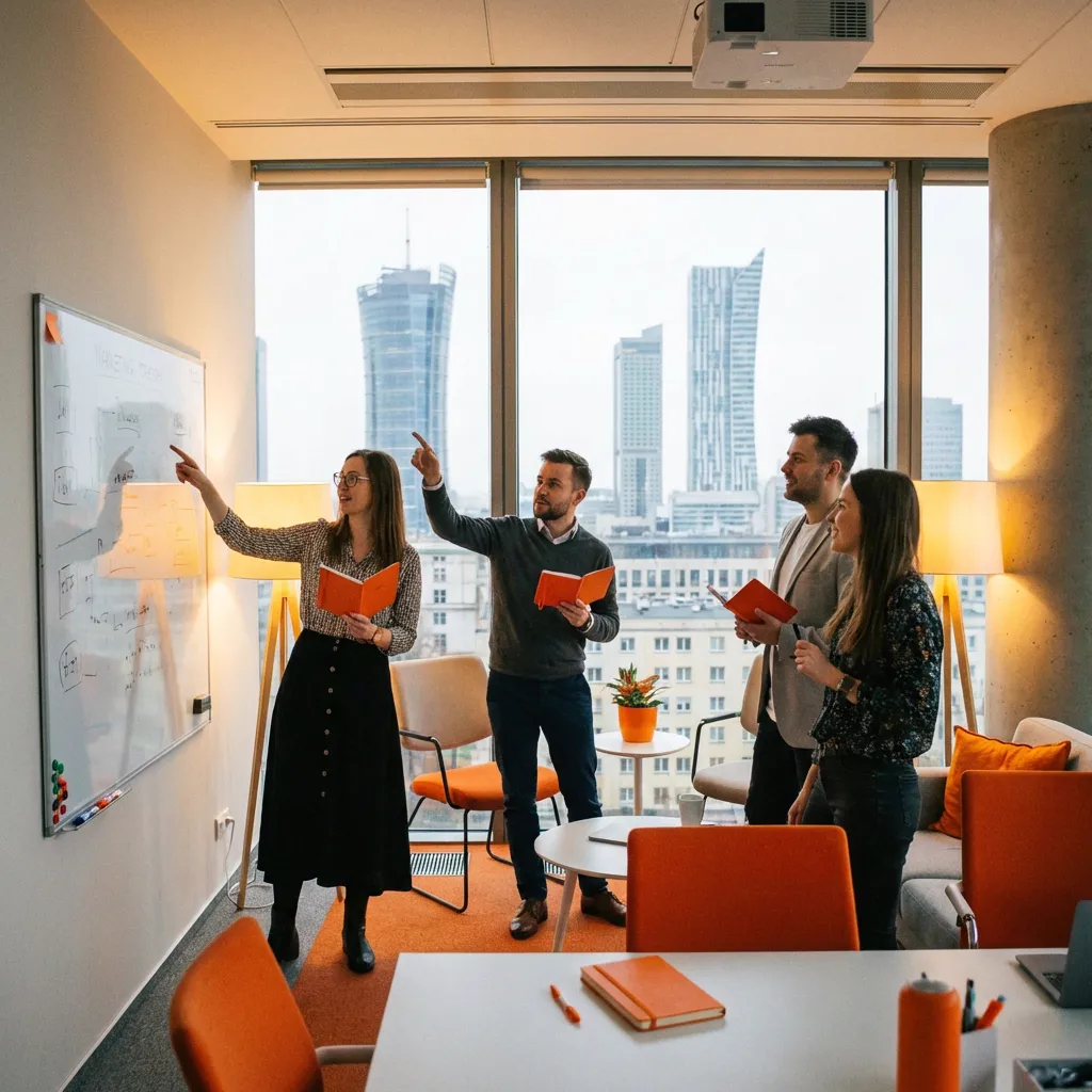 Zespół planujący strategię SEO w warszawskim biurze